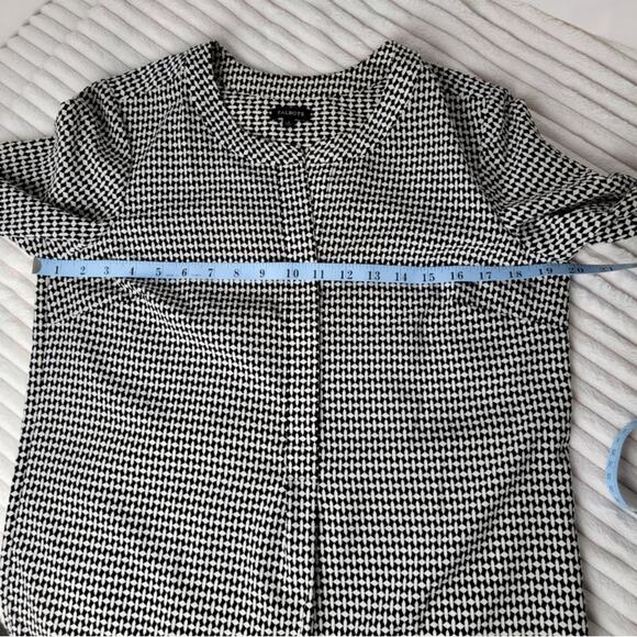 Talbots Blouse Small Black White Houndstooth Long Sleeve Work Top Career Wear - Picture 5 of 11